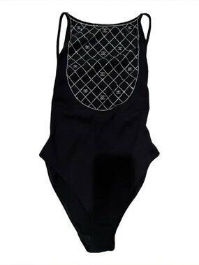 CHANEL 23C Black Crystal CC Logo One-Piece Swimsuit 42 – NWT – Runway Collection